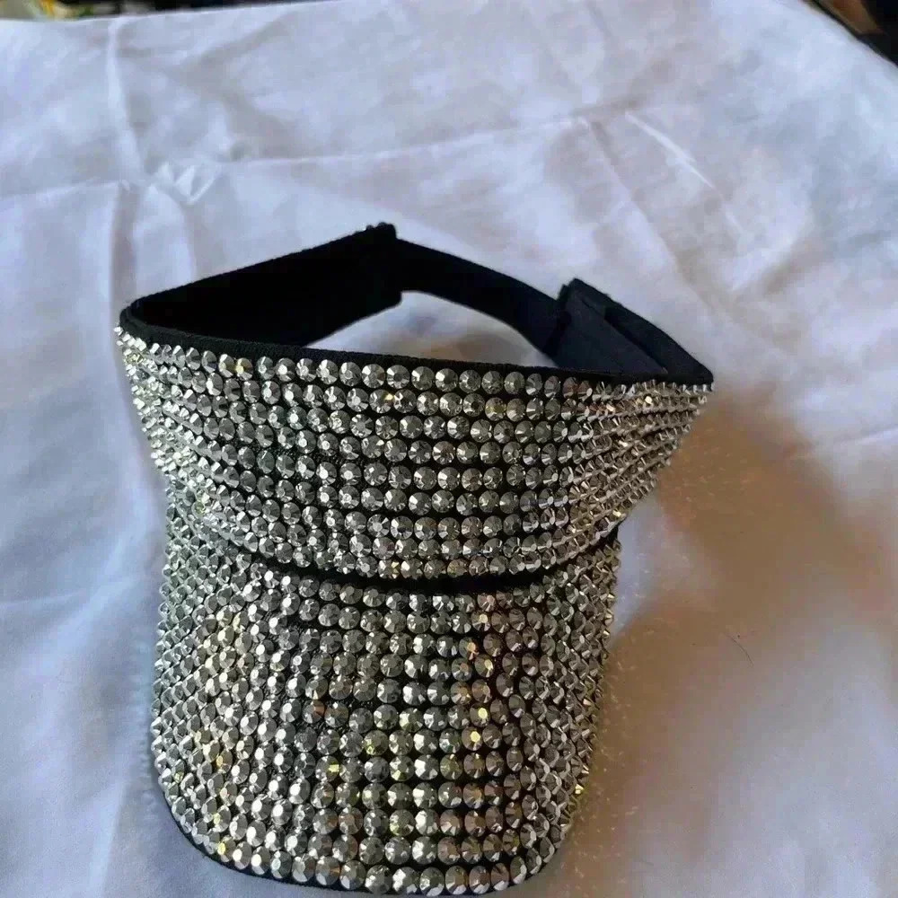 Encour Black Bejeweled Visor